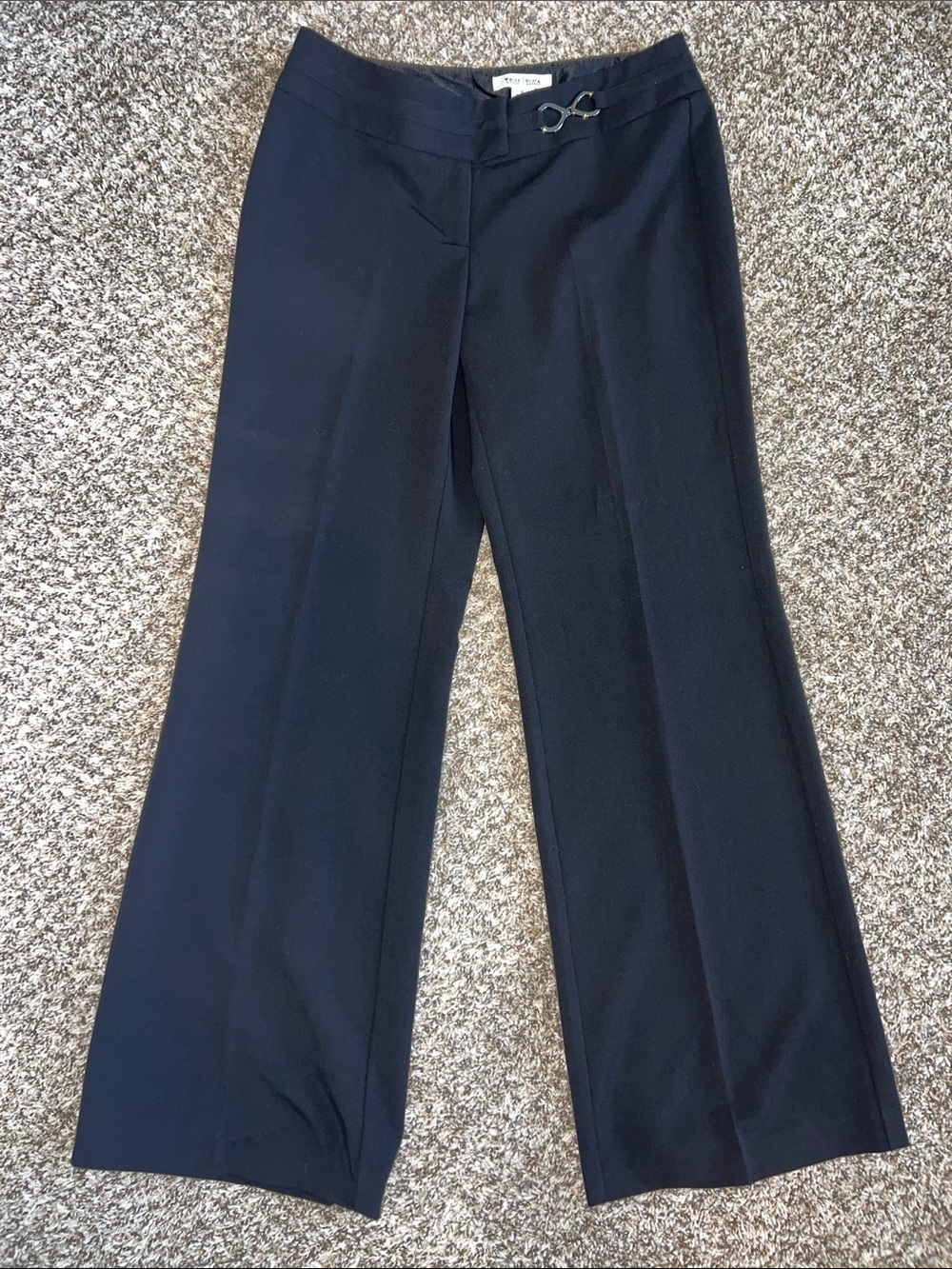 White House Black Market Black Wide-Leg Pants with Silver Belt Accent Sz 6!